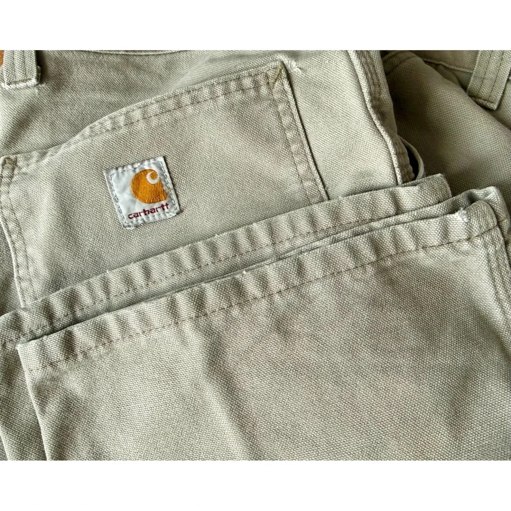 Carhartt Canvas Work Dungaree Carpenter Pants Men's‎ 42x32 Beige